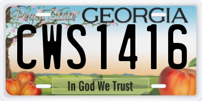 GA license plate CWS1416