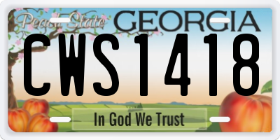 GA license plate CWS1418