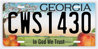 GA license plate CWS1430