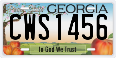 GA license plate CWS1456