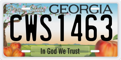 GA license plate CWS1463