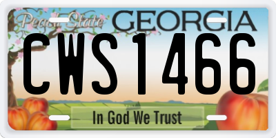 GA license plate CWS1466