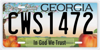 GA license plate CWS1472