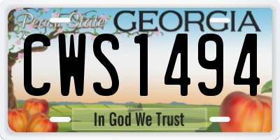 GA license plate CWS1494