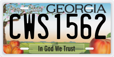 GA license plate CWS1562