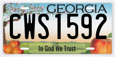 GA license plate CWS1592