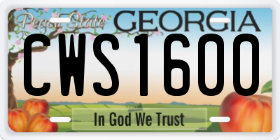 GA license plate CWS1600