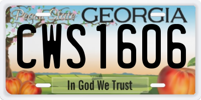 GA license plate CWS1606