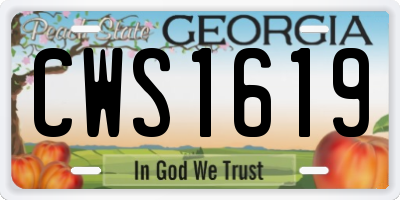 GA license plate CWS1619