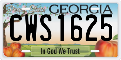 GA license plate CWS1625