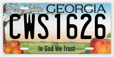 GA license plate CWS1626