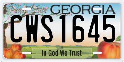 GA license plate CWS1645