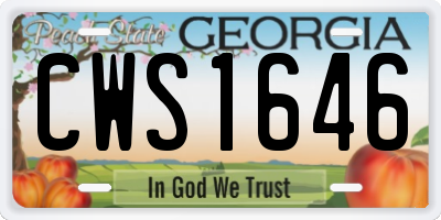 GA license plate CWS1646
