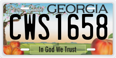 GA license plate CWS1658