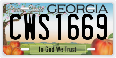 GA license plate CWS1669