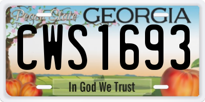 GA license plate CWS1693