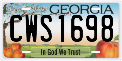 GA license plate CWS1698