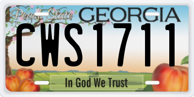 GA license plate CWS1711