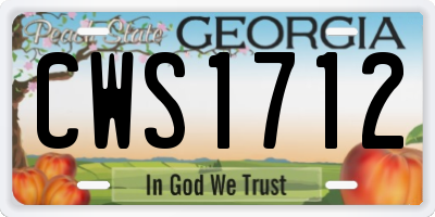 GA license plate CWS1712