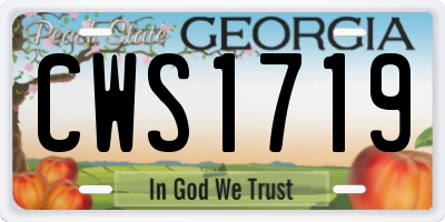 GA license plate CWS1719