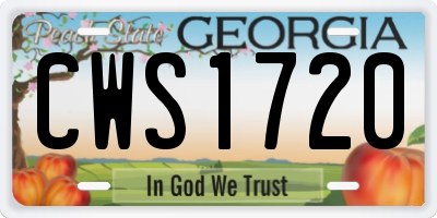 GA license plate CWS1720
