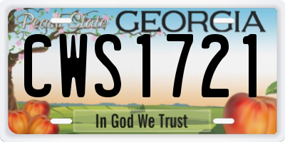 GA license plate CWS1721