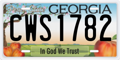GA license plate CWS1782
