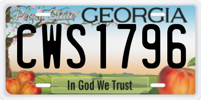 GA license plate CWS1796