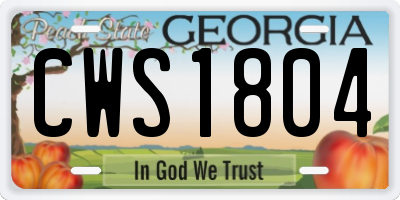 GA license plate CWS1804