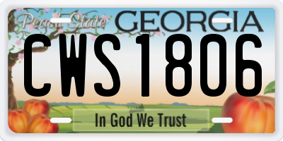 GA license plate CWS1806