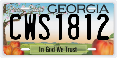 GA license plate CWS1812