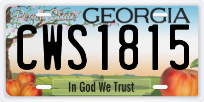 GA license plate CWS1815