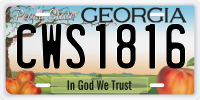 GA license plate CWS1816