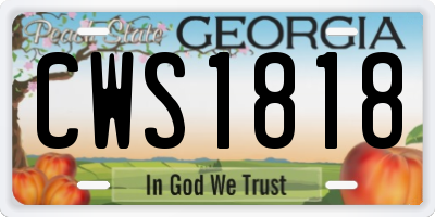GA license plate CWS1818