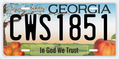 GA license plate CWS1851
