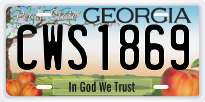 GA license plate CWS1869