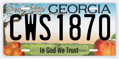 GA license plate CWS1870