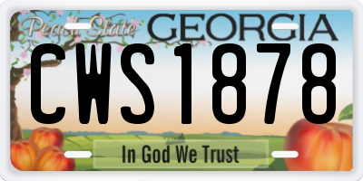 GA license plate CWS1878