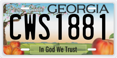GA license plate CWS1881