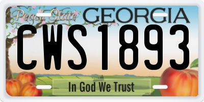 GA license plate CWS1893