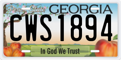 GA license plate CWS1894