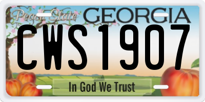 GA license plate CWS1907