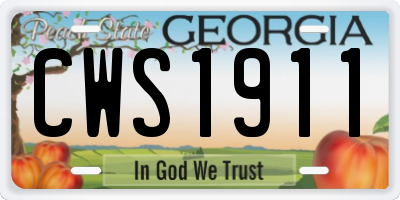 GA license plate CWS1911