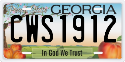 GA license plate CWS1912