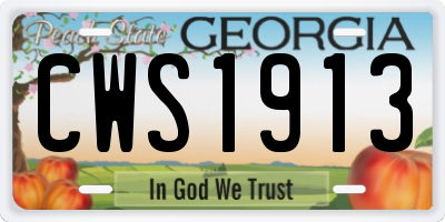 GA license plate CWS1913