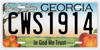GA license plate CWS1914
