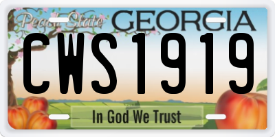 GA license plate CWS1919