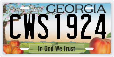 GA license plate CWS1924