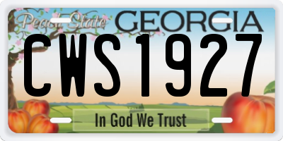 GA license plate CWS1927