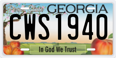 GA license plate CWS1940